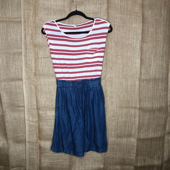 Odille Dresses & Skirts - Odille Anthropologie Dress SZ 0 Denim Stripes Red
